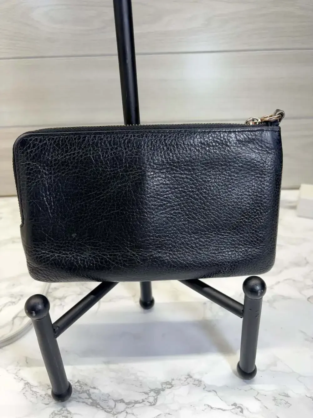 Coach Double Zip Wallet Wristlet Black Leather
